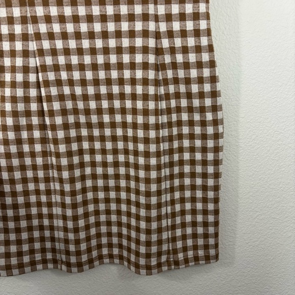 Altar'd State Checkered Brown and White Mini Dress M Preppy Feminine Minimalist - Picture 3 of 12
